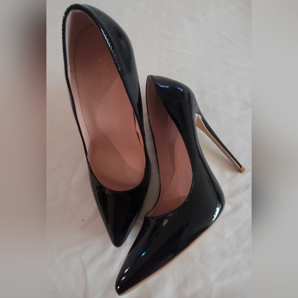 Elegant Black Leather Stiletto Heels